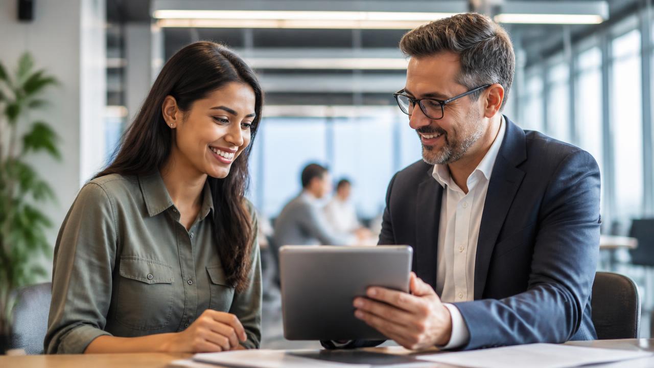 A candidate meeting a career advisor